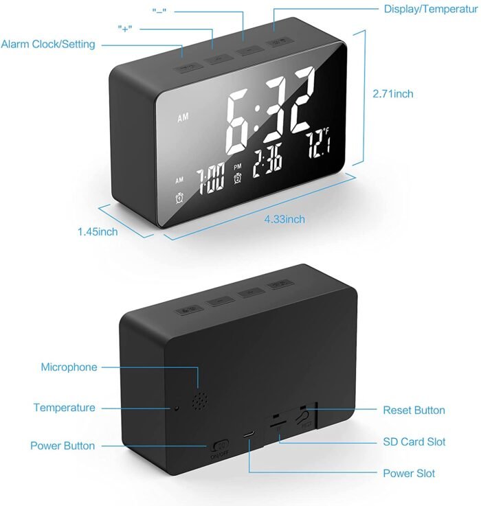 SPYDERCOP® Table Clock Spy Camera With Alarm - Image 2